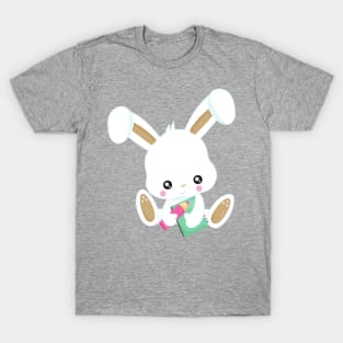 Bunny Going To School, Cute Bunny, Books, Pencil T-Shirt